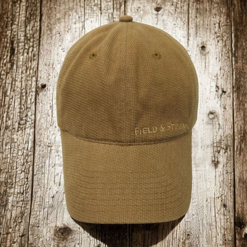 Field and Stream Strapback Cap Logo 6 Panel Hunting Baseball Hat Light Brown